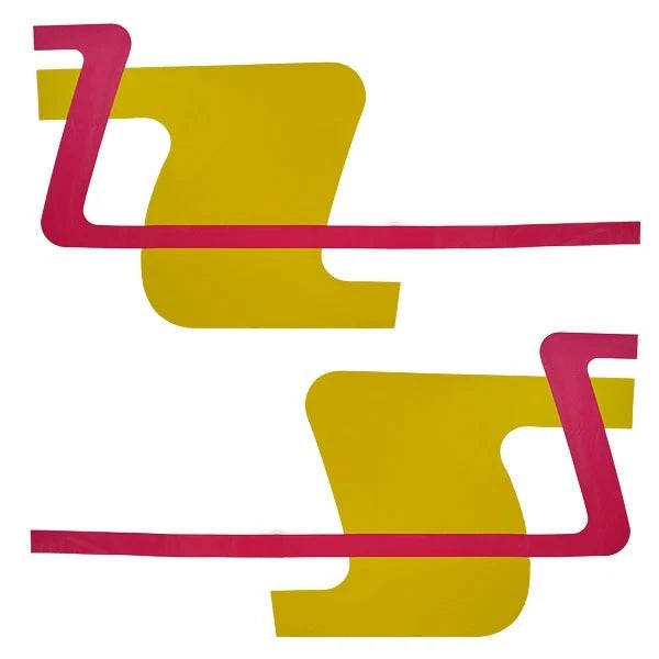 Rinker Boat Graphic Decals - Yellow Pink Hull Stickers (set of 2)