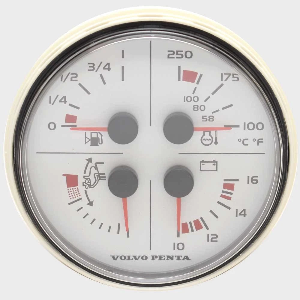 Volvo Penta Boat Multifunction Gauge VP3885215 - VDO 4 1/4 Inch White