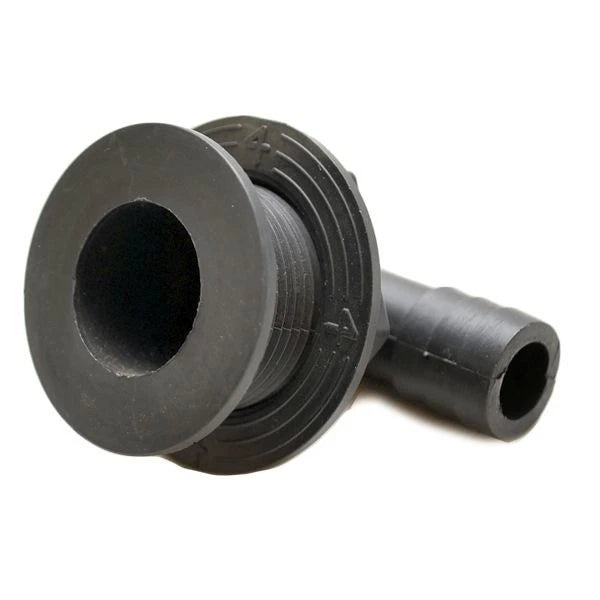 Standard Boat Thru Hull Connector - 3/4 Inch 90 Degree Black Plastic