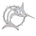 Rinker Boat Raised Emblem Decal - Marlin Mirrored Silver Plastic