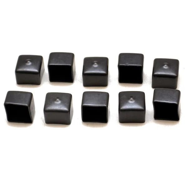 Boat Rail Caps - 1 X 1 Inch Black Rubber Pole Covers (set of 10)