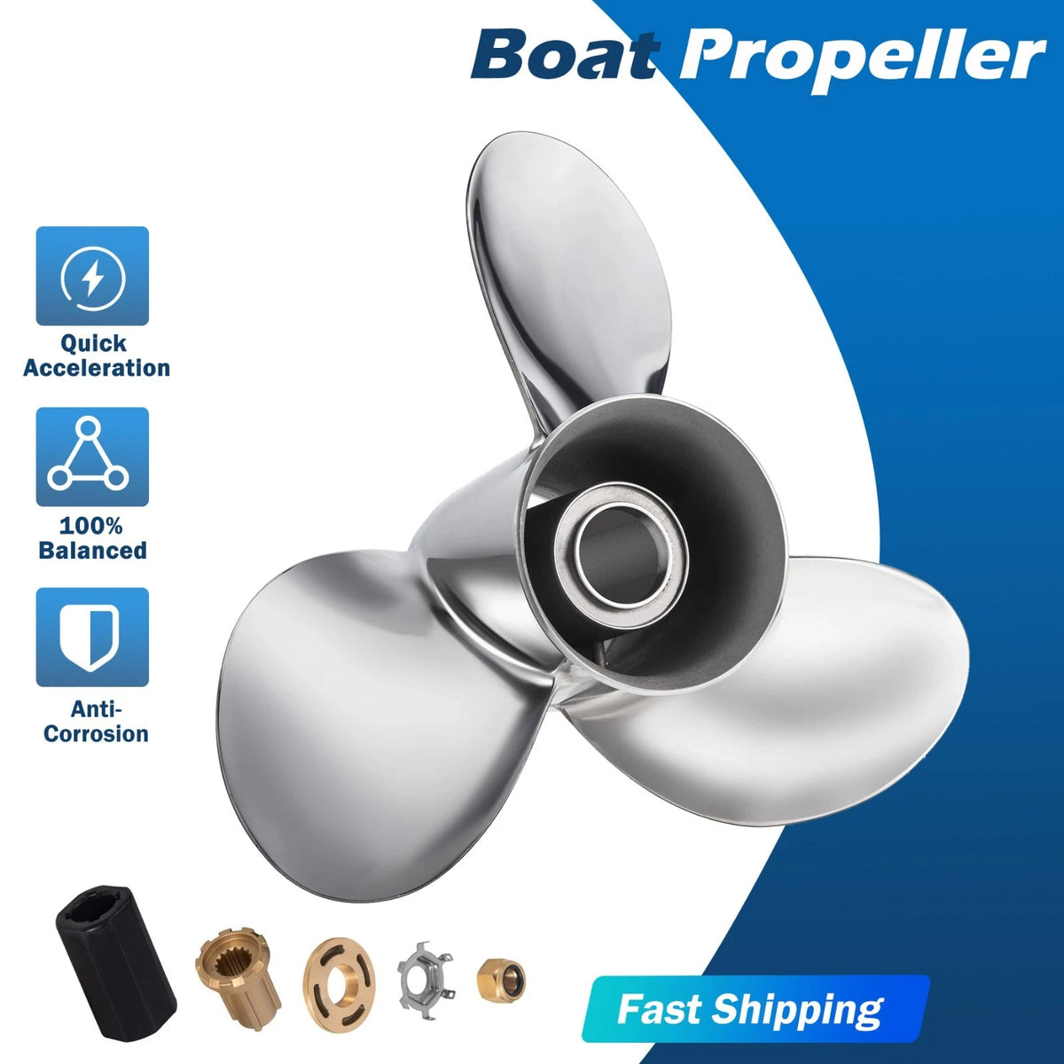 Boat Propeller 13x19 Fit Mercury Engine Outboard Engine 40-140HP Stainless Steel