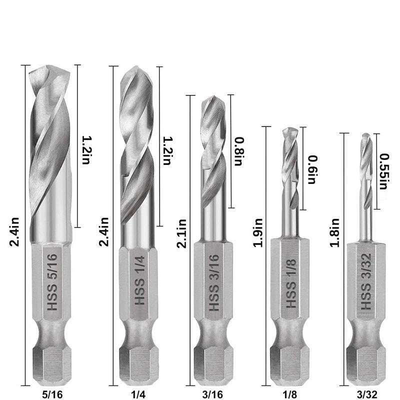 1/4inch Hex Shank Drill Bit for Metal Plastics Quick Change M2 HSS