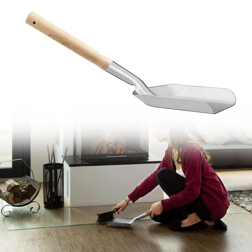Long Lasting Stainless Steel Chimney Shovel Ash Dustpan Fireplace Tool