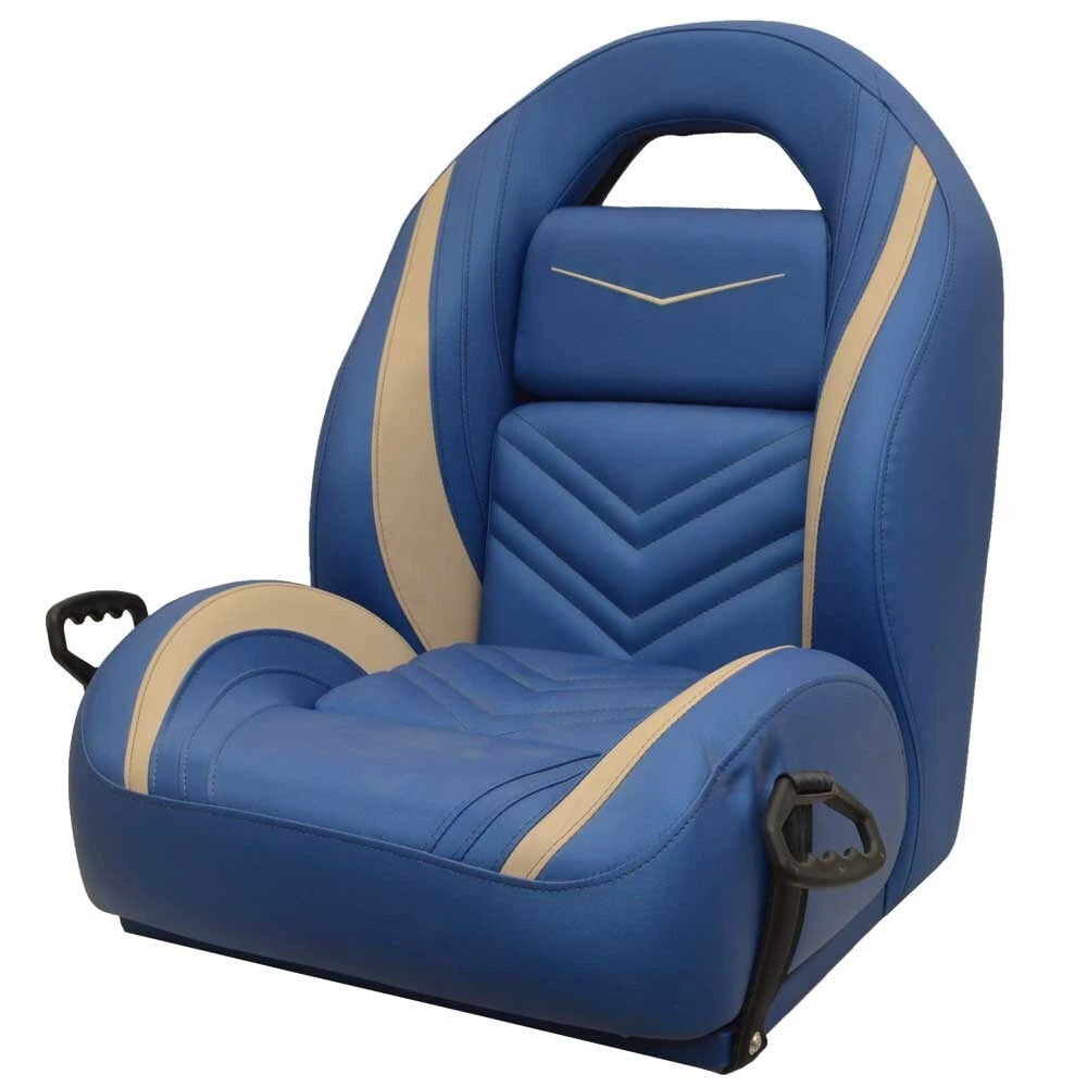 Legend Bass Boat Helm Seat - Blue Beige with Grab Handles