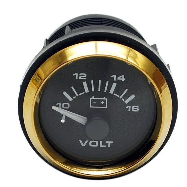 Boat Volt Gauge 100270 - Marine 2 Inch Black Gold 12 Volt