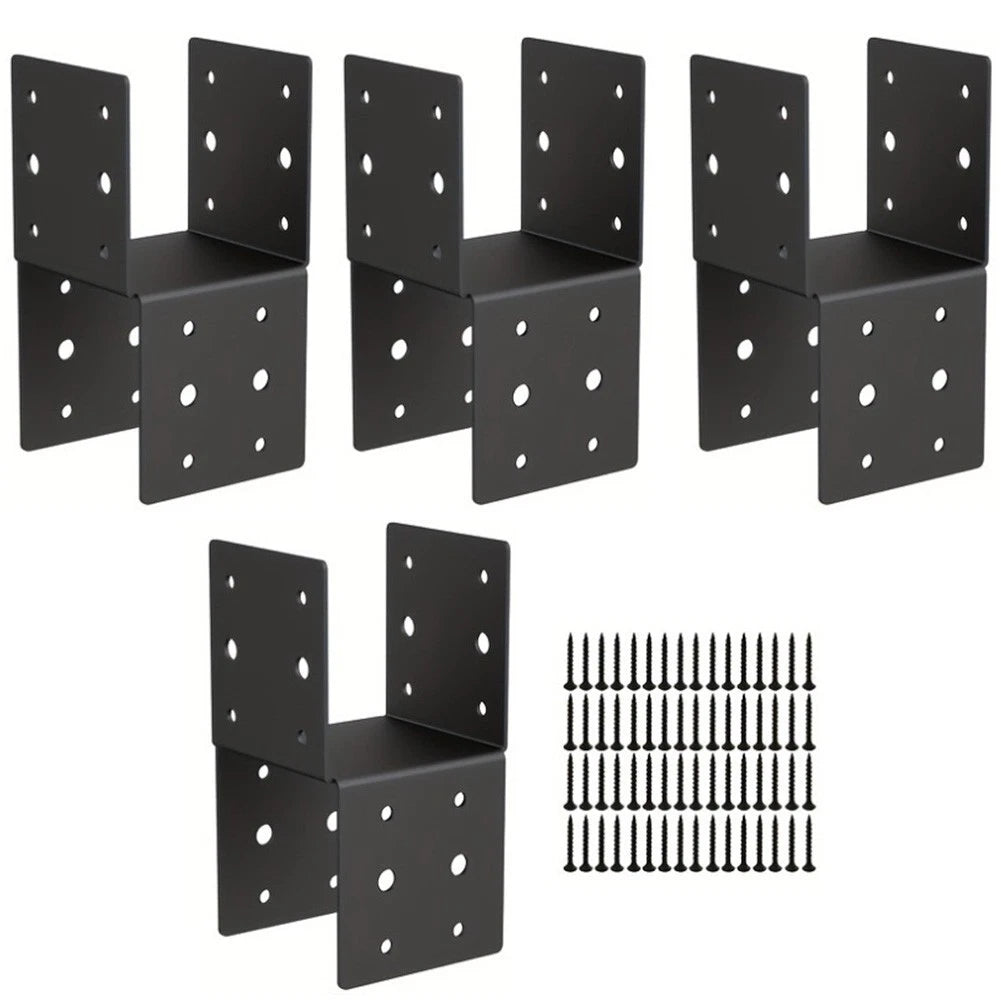 Heavy Duty Steel 4 Pack Post Cap Brackets for 4x4 Outdoor Wooden Posts