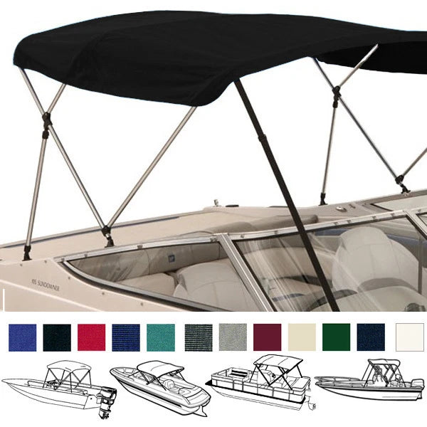 Boat Pontoon Bimini Top 4 Bow 96"L 54"H 85"- 90"W with Boot Rear Support Poles
