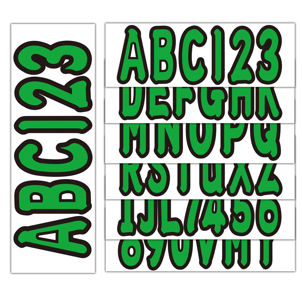 Custom Boat Registration Numbers Letters Decals 4 Sets of A-Z & 0-9 Green
