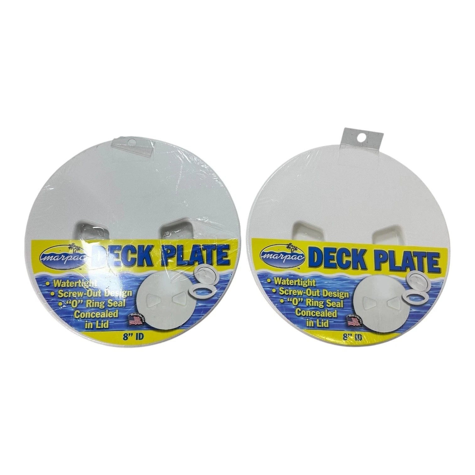 Marpac 7-0636, Marine White Screw Out Deck Plate Lid 8'' - 2 Pack