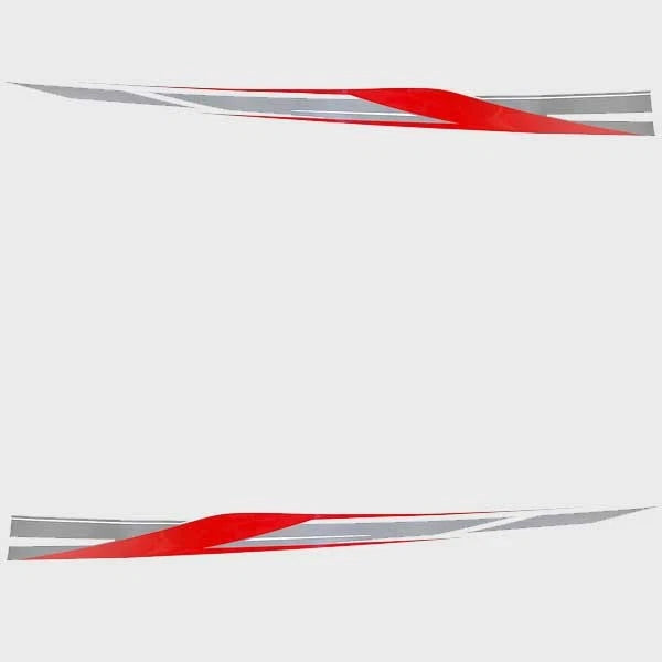Tracker Boat Graphic Decals - Red Silver Stickers (set of 2)