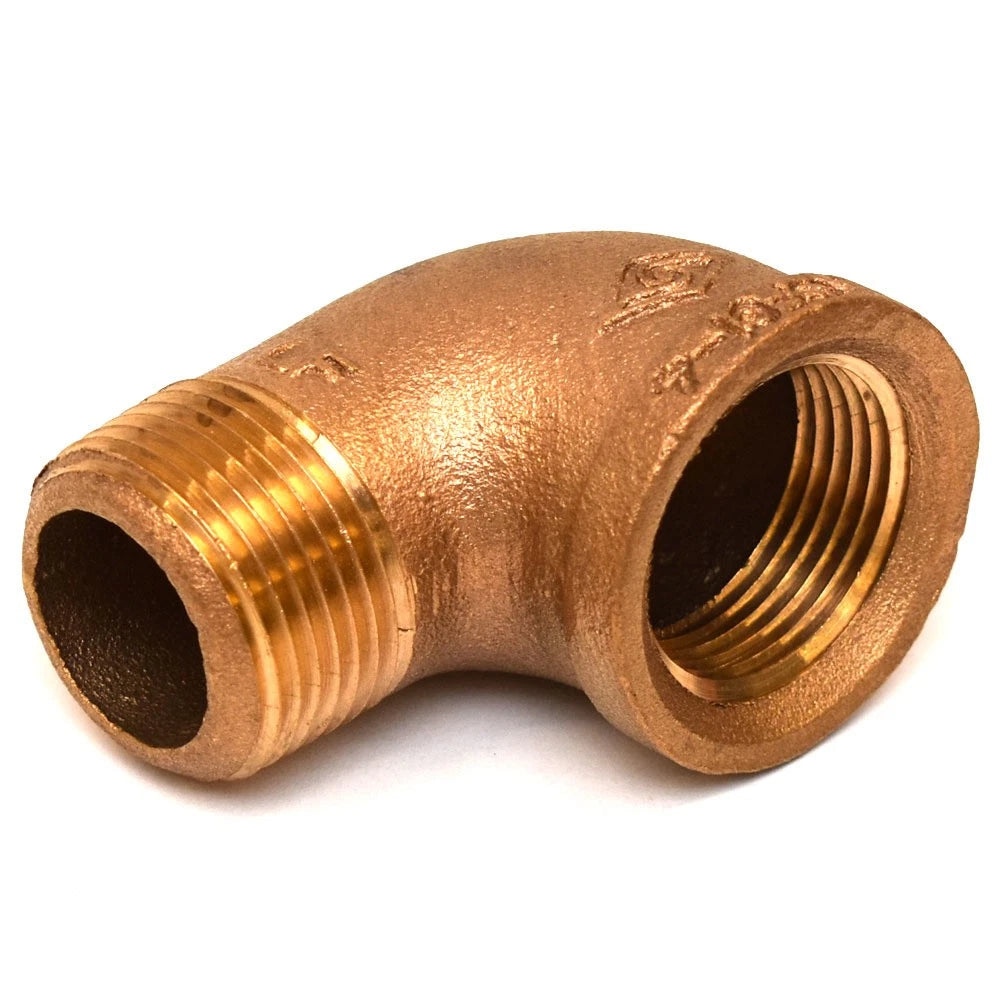 Grainger Boat Street Elbow Fitting 6RCX8 - 90 Degree 1 Inch NPT Brass