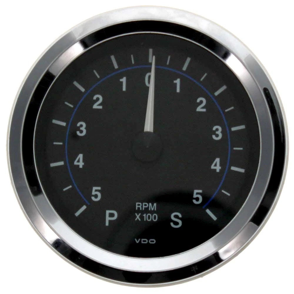 VDO Boat Synchronizer Gauge 333-551B - 3 1/4 Inch Silver Black
