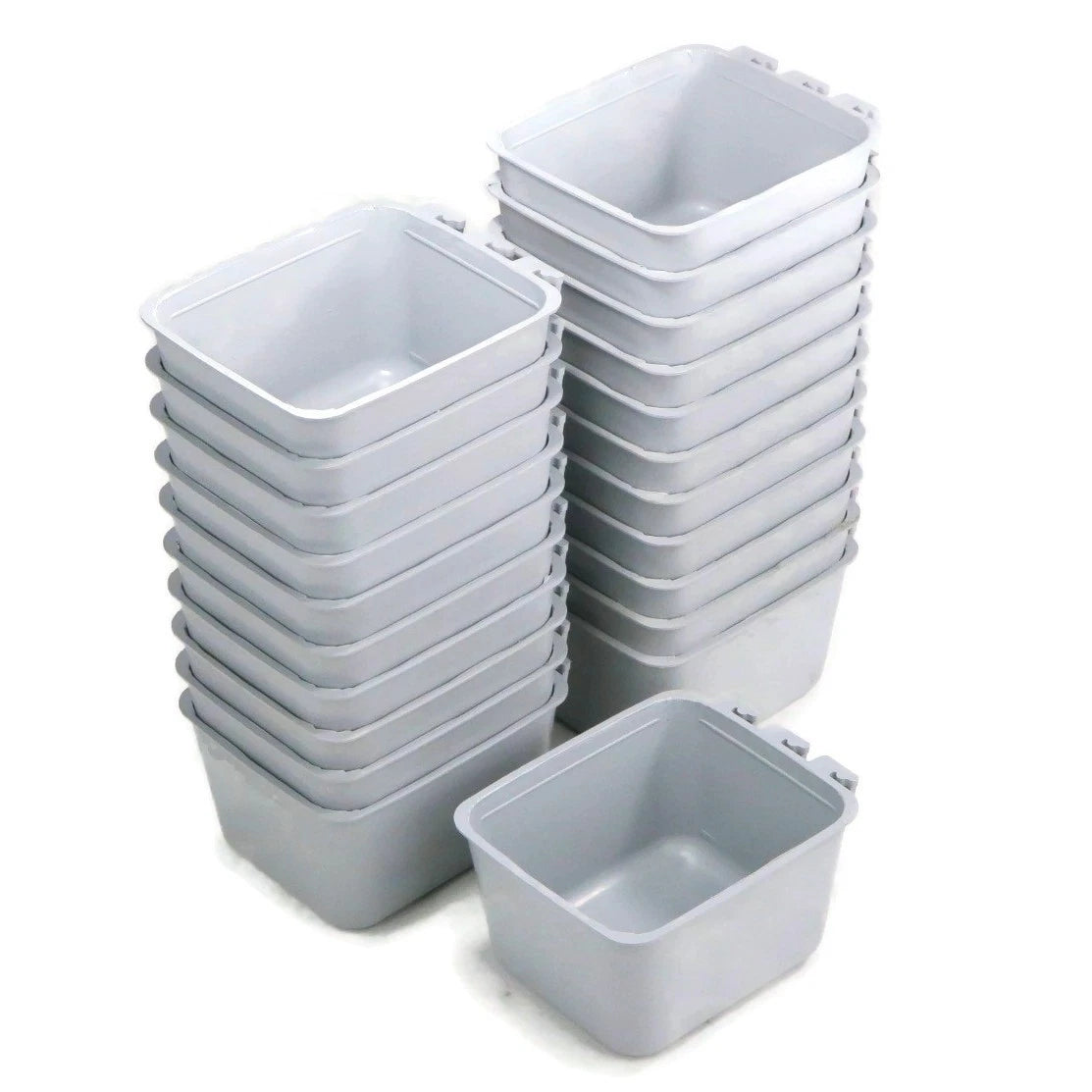 20-Pack - Gray Cage Bowls Made of Durable Plastic for Farm Animals and Pets