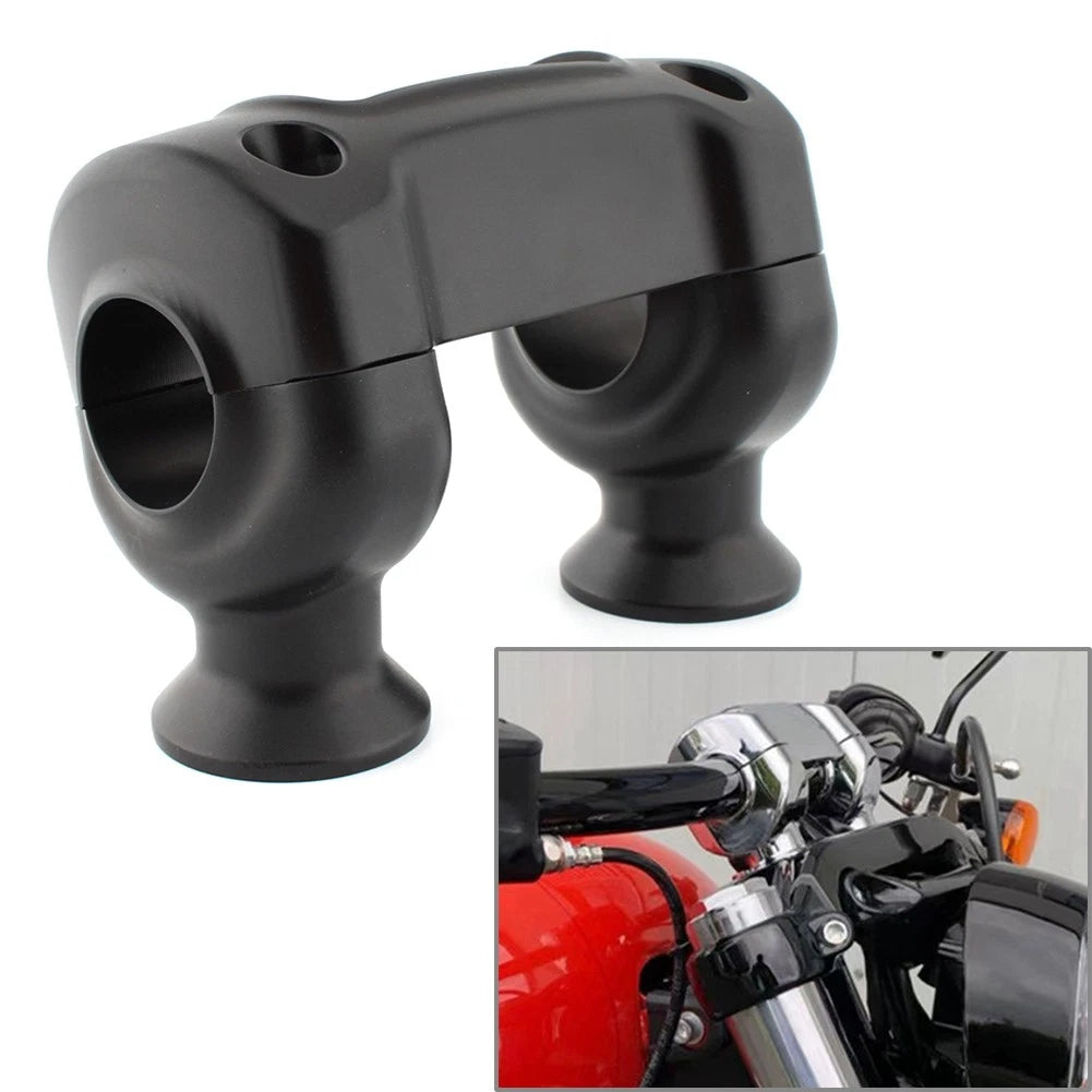 2x Black Handlebar Riser 1.25" Clamp for Harley Softail Dyna Street Bob Fat Bob