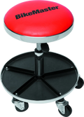 BikeMaster Ultimate Shop Stool with Tool Caddy - Adjustable Height, Red