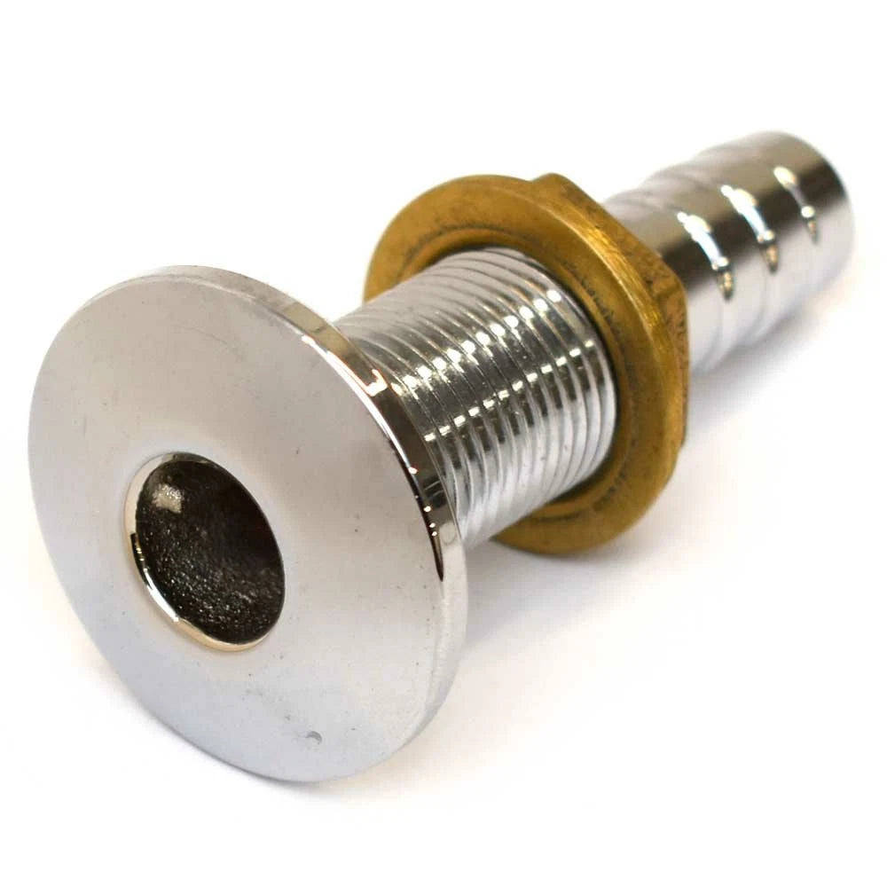 Tracker Boat Thru Hull Connector 59037 - Chromed Brass 5/8 Inch Barbed