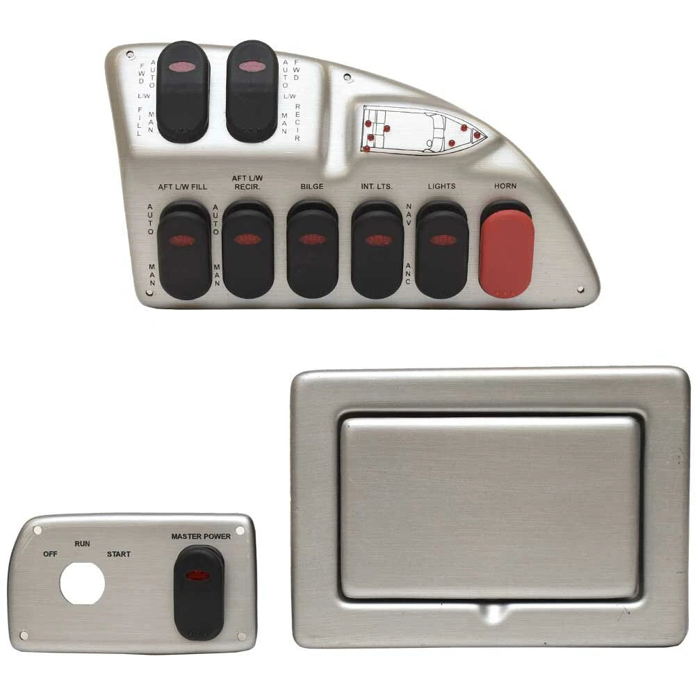 Boat Switch Dash Panels - Gray Brushed Plastic (set of 3)