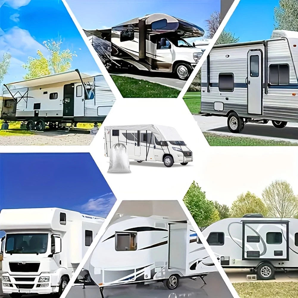 210D Waterproof RV Cover Dustproof UV Protection for Camping Large Vehicles