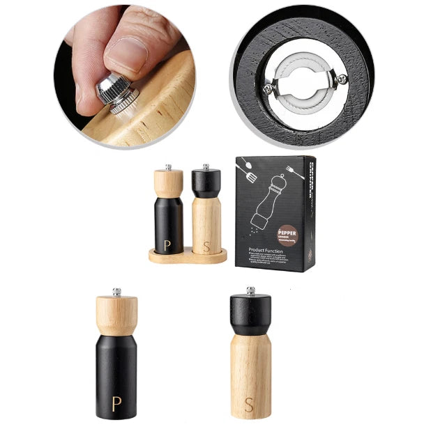 Elegant Wooden Salt and Pepper Grinder Set for Functional Kitchen Decor