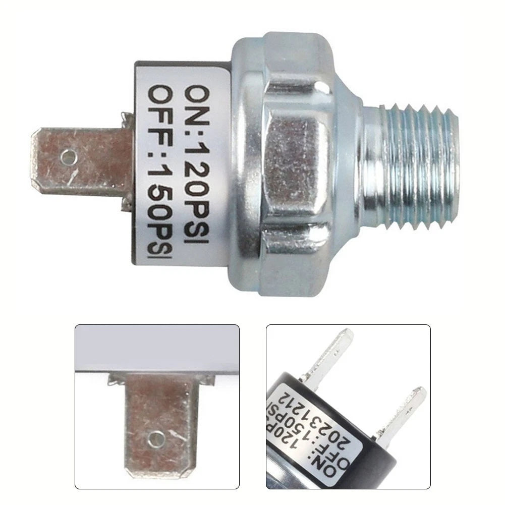 Adjustable Air Compressor Pressure Switch with Threaded Valve (170 200 PSI)