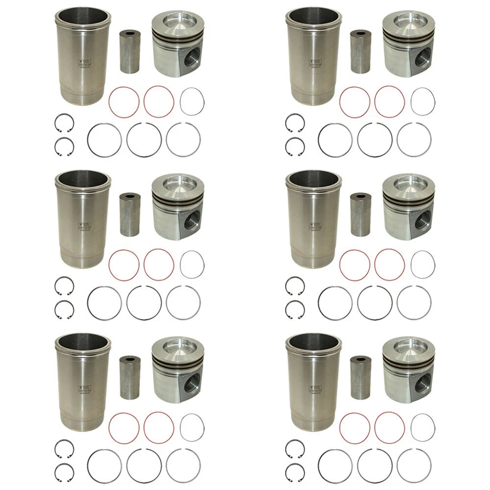 6 Pack: Piston Liner Kit Fits John Deere Replaces RE64509