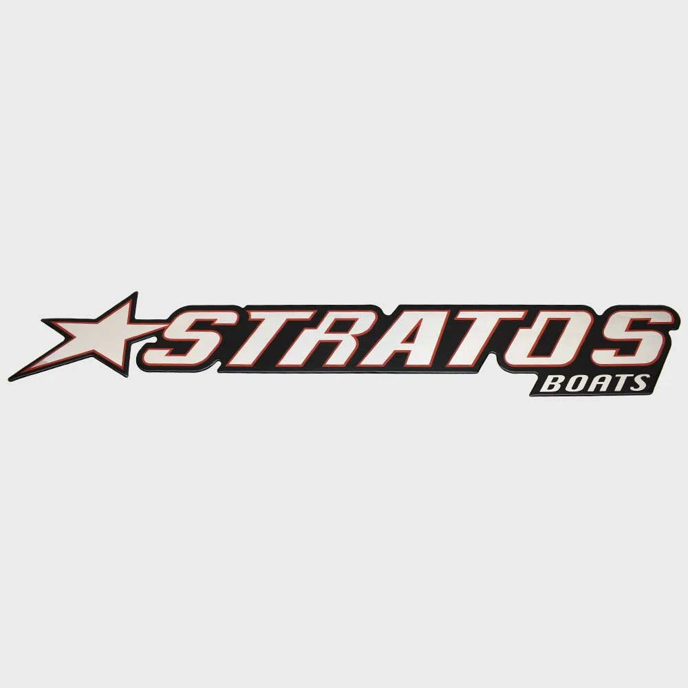 Stratos Boat Raised Logo Decal 7D099 - Mirrored Silver 32 Inch