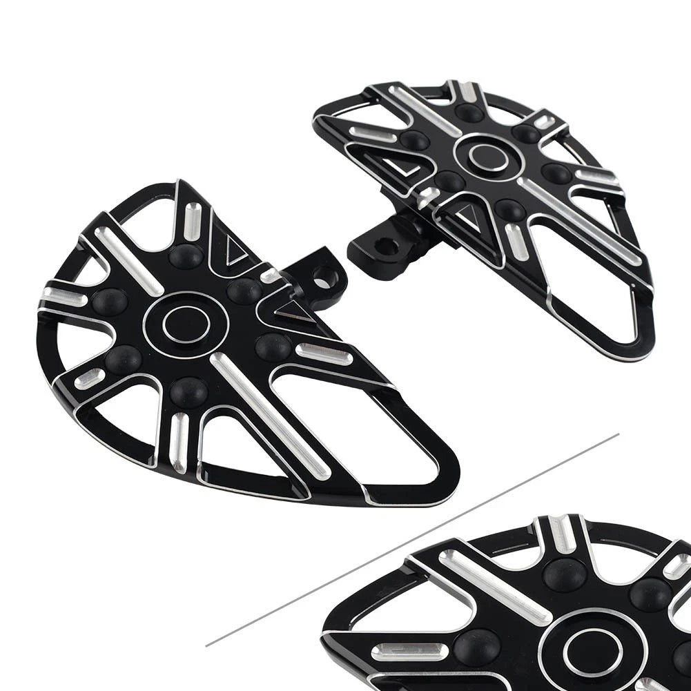 2x Black Motorbike Rear Passenger Footrest Floorboard for Harley Touring Softail