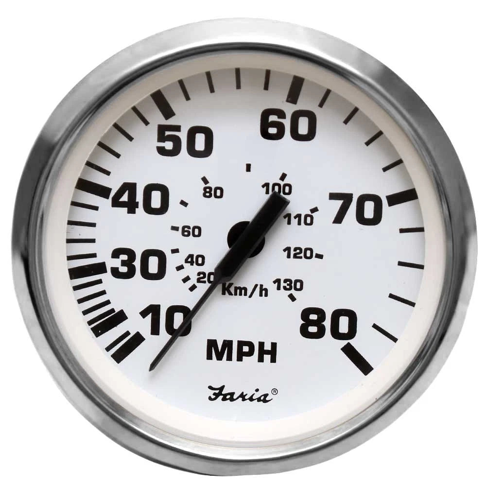 Faria Boat Speedometer Gauge SE9595B - Silver White 3 1/4 Inch