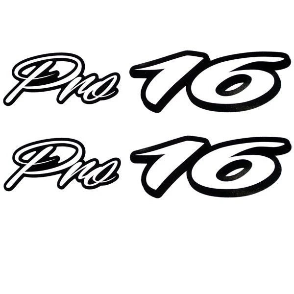 Tracker Boat Emblem Decal Stickers - Pro 16 White Black (pair)