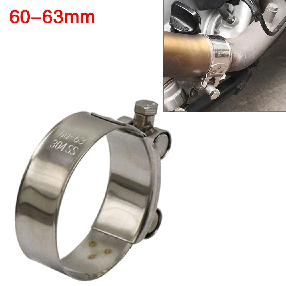1PCS Motorcycle Exhaust Pipe Clamp 63mm Stainless Steel Muffler Fixed Caliper US