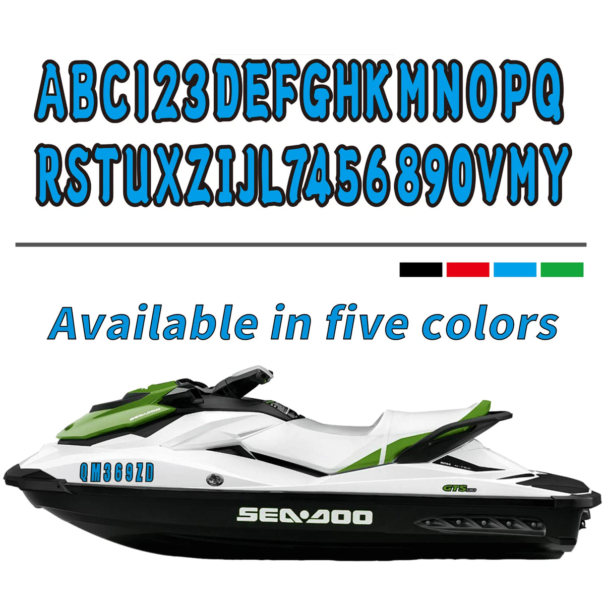 Boat Registration Decals Custom Numbers Letters 4Sets of A-Z & 0-9 Blue