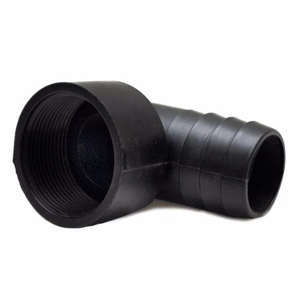 Boat Pipe to Hose Fitting - 1 3/8 Barb to 1 7/8 Threaded 90 Degree