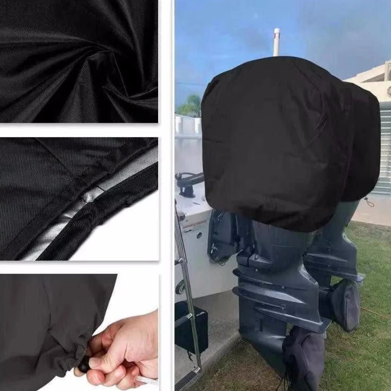 Outboard Boat Engine Cover Dust Waterproof for 15-30 HP Marine Motor