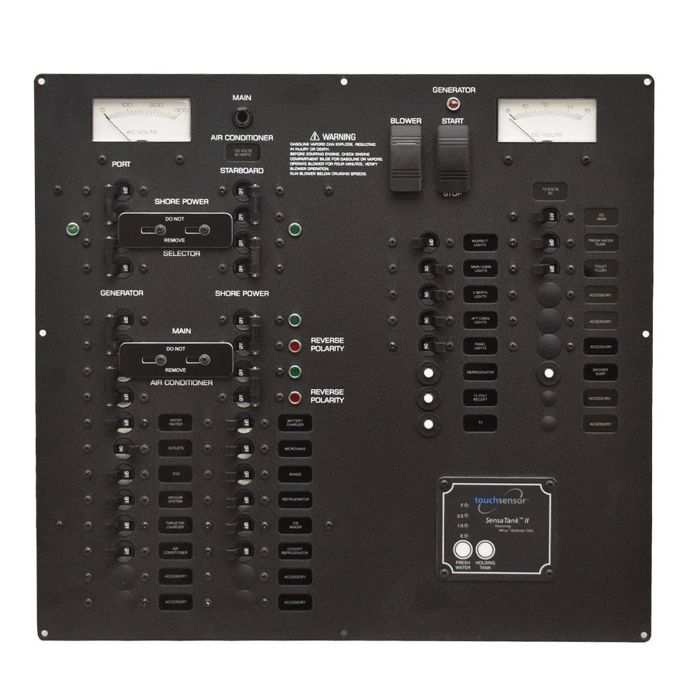 Rinker 370 Boat Breaker Switch Panel - 18 X 16 1/2 Inch Black Aluminum