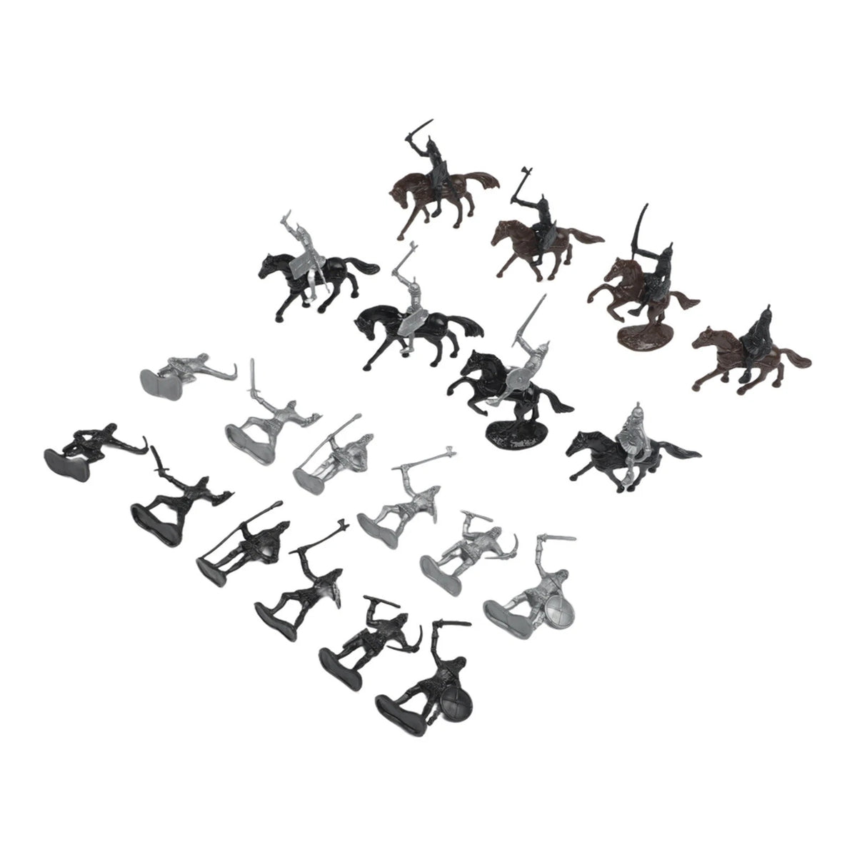 28PCS Medieval Knights Warriors Horses Soldiers Figures Model Educational