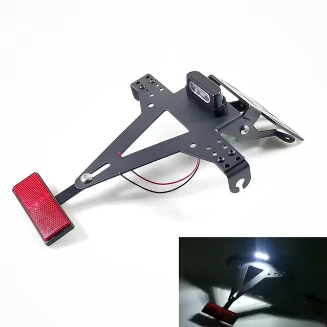 Adjustable Angle Universal Motorcycle License Plate Holder Bracket Rear Light