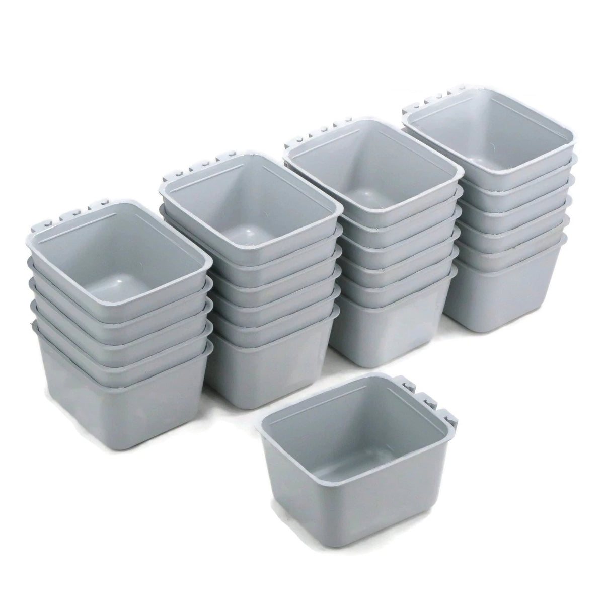 24-Pack - Gray Cage Bowls Made of Durable Plastic for Farm Animals and Pets