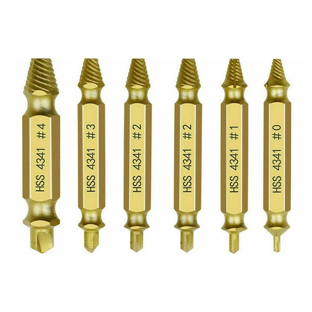 Broken Screw Extractor 6 Pcs with High Hardness for Stubborn Fasteners