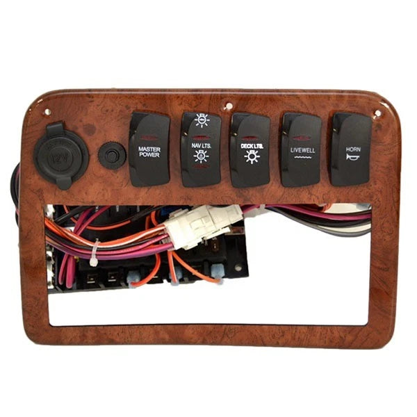 Palm Beach Pontoon Boat Switch Panel - 10 X 7 1/8 Inch with Fuse Block