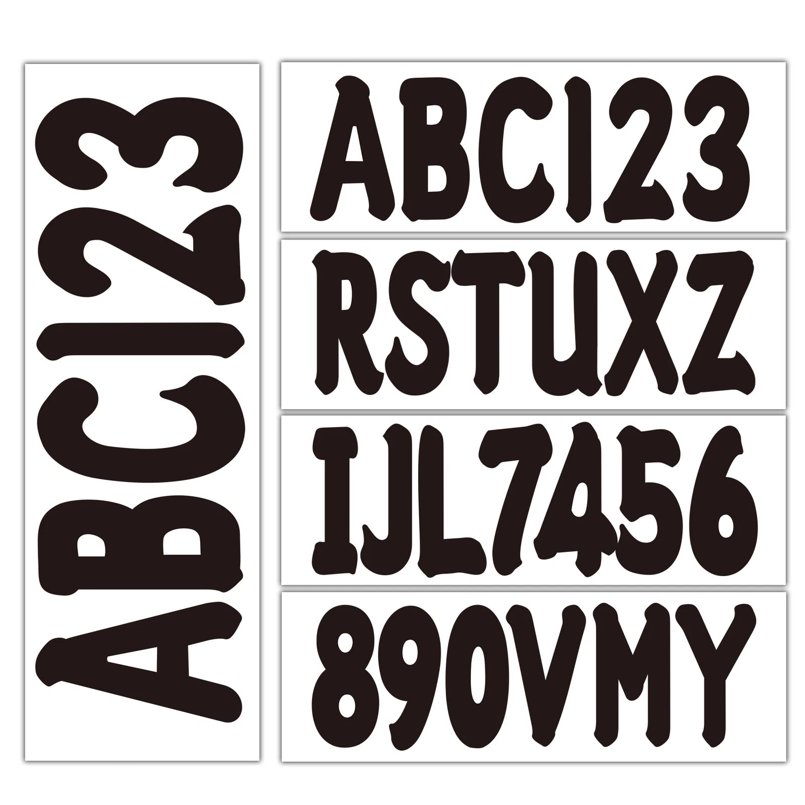 Custom Boat Registration Numbers Letters Decals 4 Sets of A-Z & 0-9 - Black