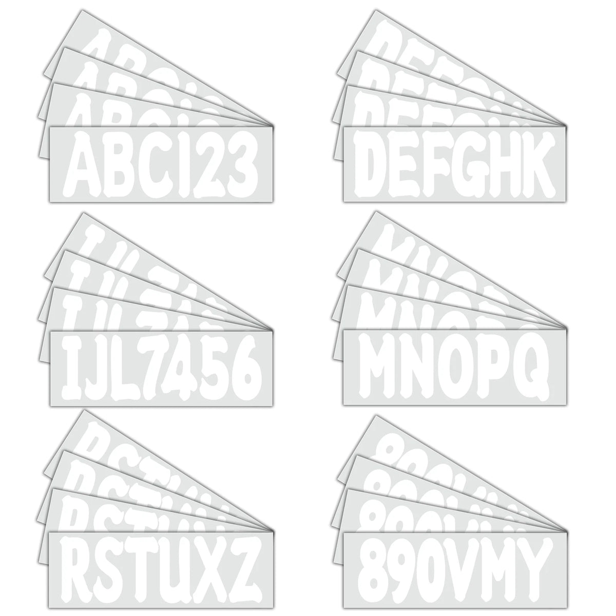 Boat Registration Identification Numbers White Sticker Decals 4Sets of A-Z & 0-9