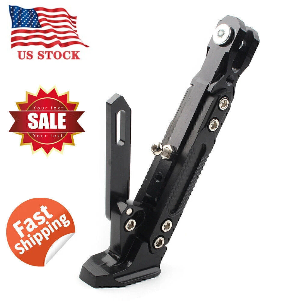 Stainless Steel Motorcycle Nonslip Adjustable Kickstand FootSide Support Stand