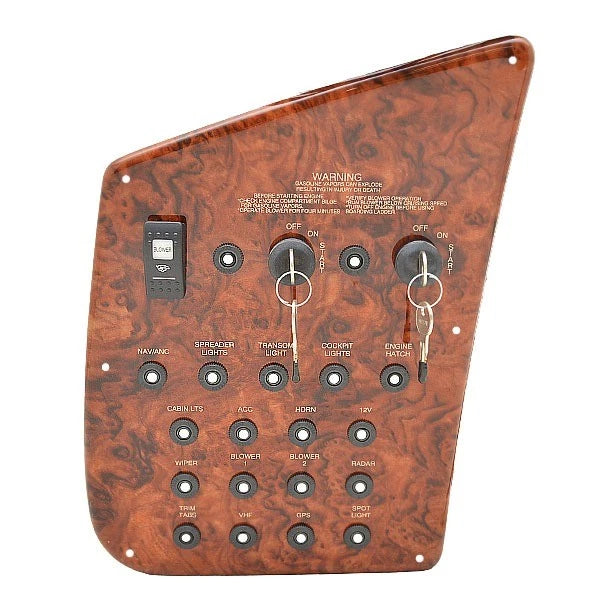 Rinker 290 EC Boat Dual Ignition Panel 206462C - Woodgrain