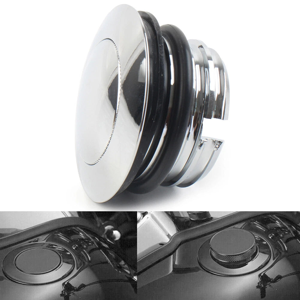 Left Hand Thread Fuel Tank Gas Cap Cover Fit Harley 1982-2017 Motorcycle Chrome