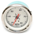 VeeThree Boat Speedometer Gauge 68242F - Lido Elite 3 1/4 Inch White Silver