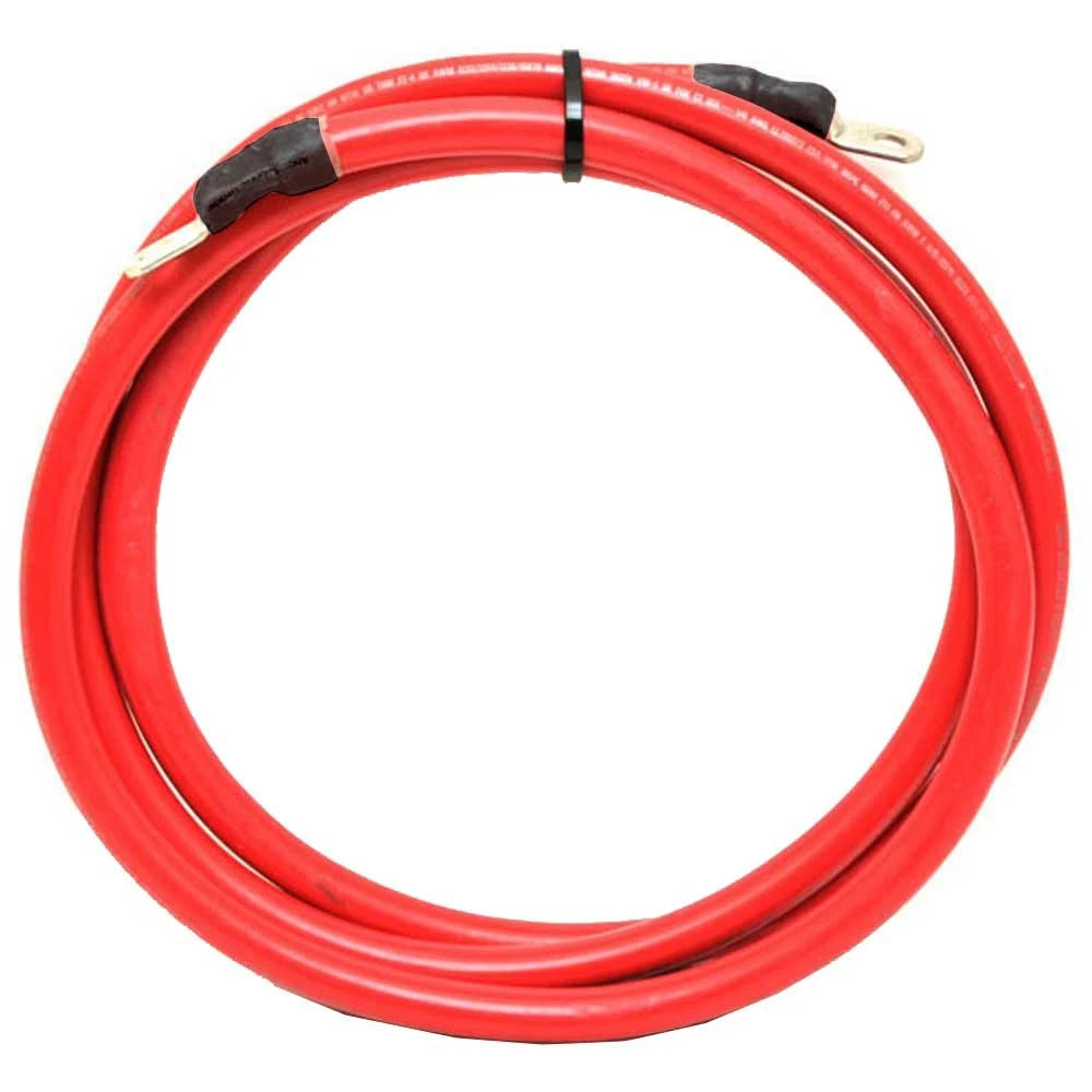 Boat Battery Cable - 2/0 AWG 3/8 Inch Lugs 10 FT Red