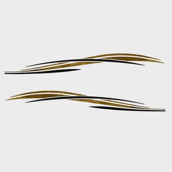 Rinker Boat Graphic Decals - Gold Black Stickers (set of 2)