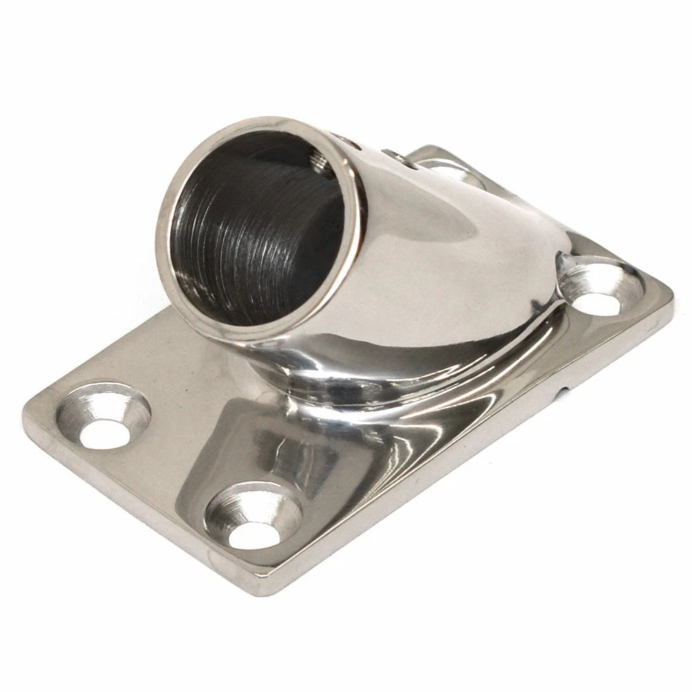 Boat Handrail Base Fitting - 1 Inch 45 Degree Angle Rectangle SS