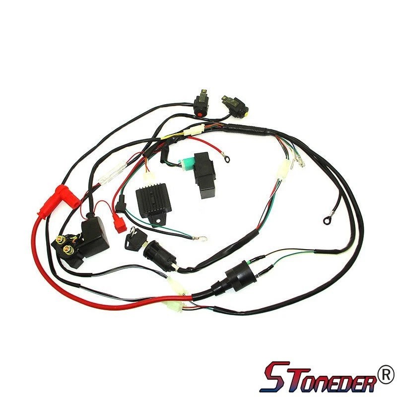 STONEDER Wiring Harness CDI Ignition Switch Set for 125cc-150cc E-Start Pit Bike